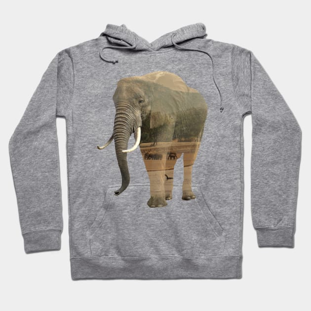 Elephant - double exposure - Africa Hoodie by T-SHIRTS UND MEHR